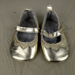 Soft Sole Gold Hearts Baby Shoes